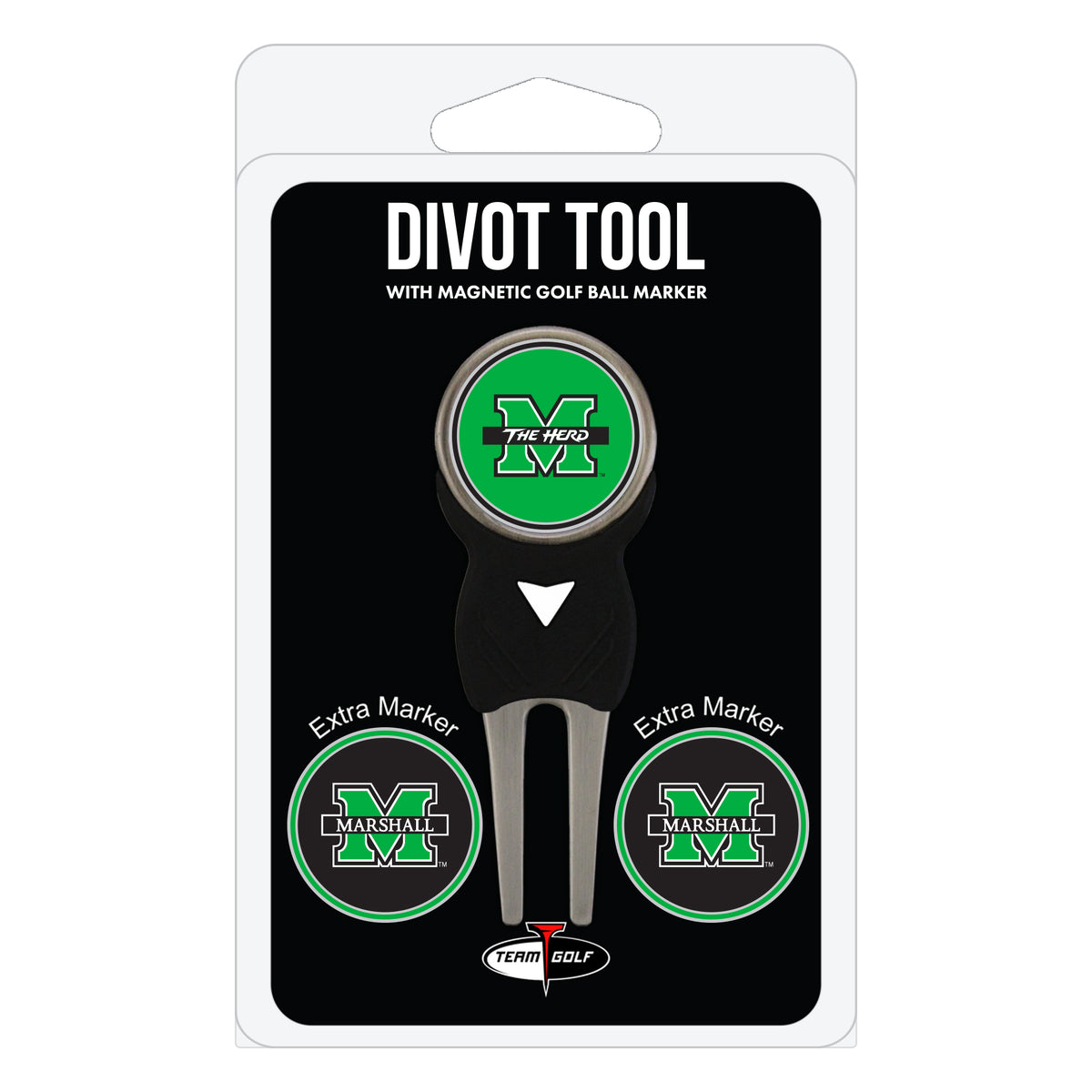Marshall Thundering Herd divot repair tool and three ball markers