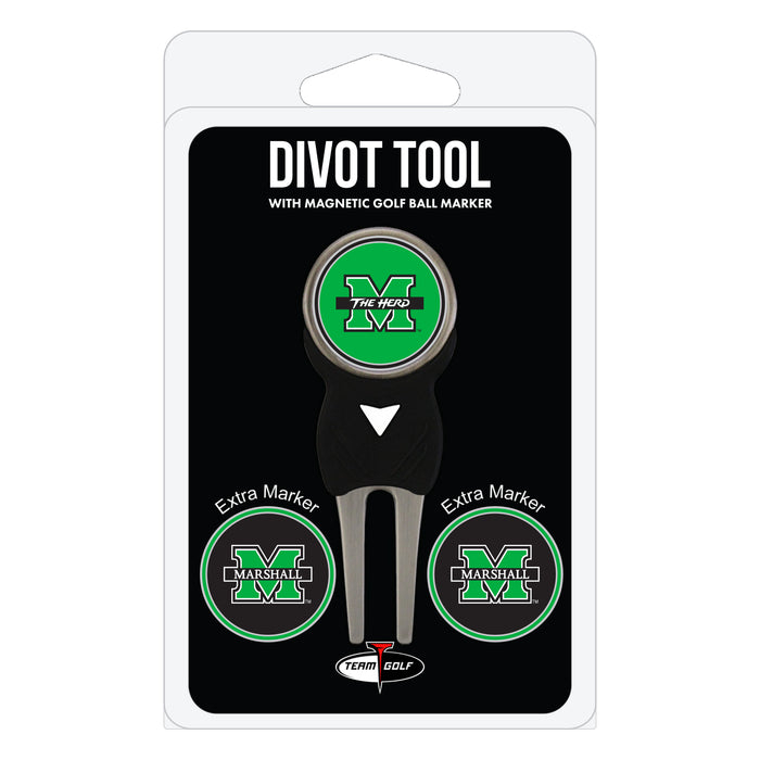 Marshall Thundering Herd divot repair tool and three ball markers