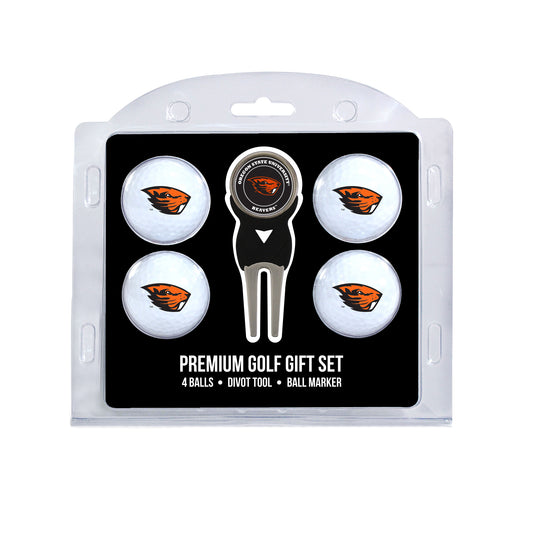 Oregon State Beavers four ball golf gift set with divot tool and ball marker
