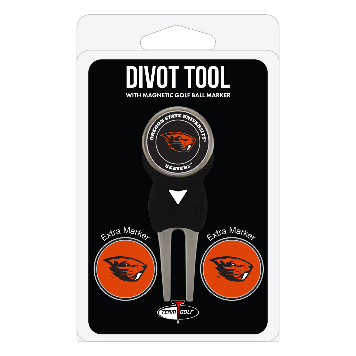 Oregon State Beavers divot repair tool and three ball markers