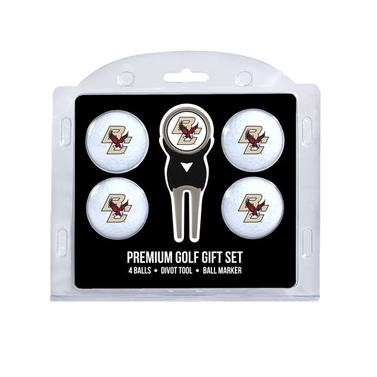 Boston College Eagles four ball golf gift set with divot tool and ball marker