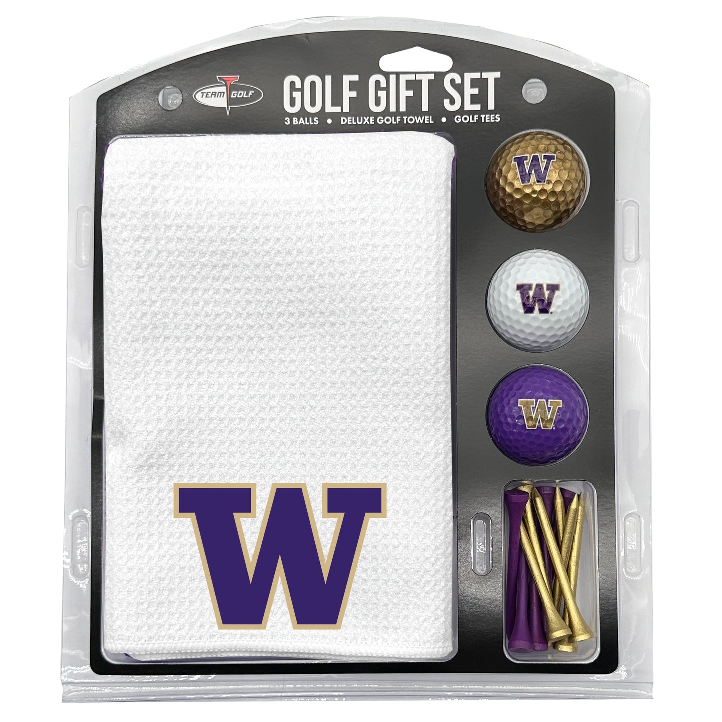 Washington Huskies White Microfiber Towel Golf Gift Set - Club Rehab
