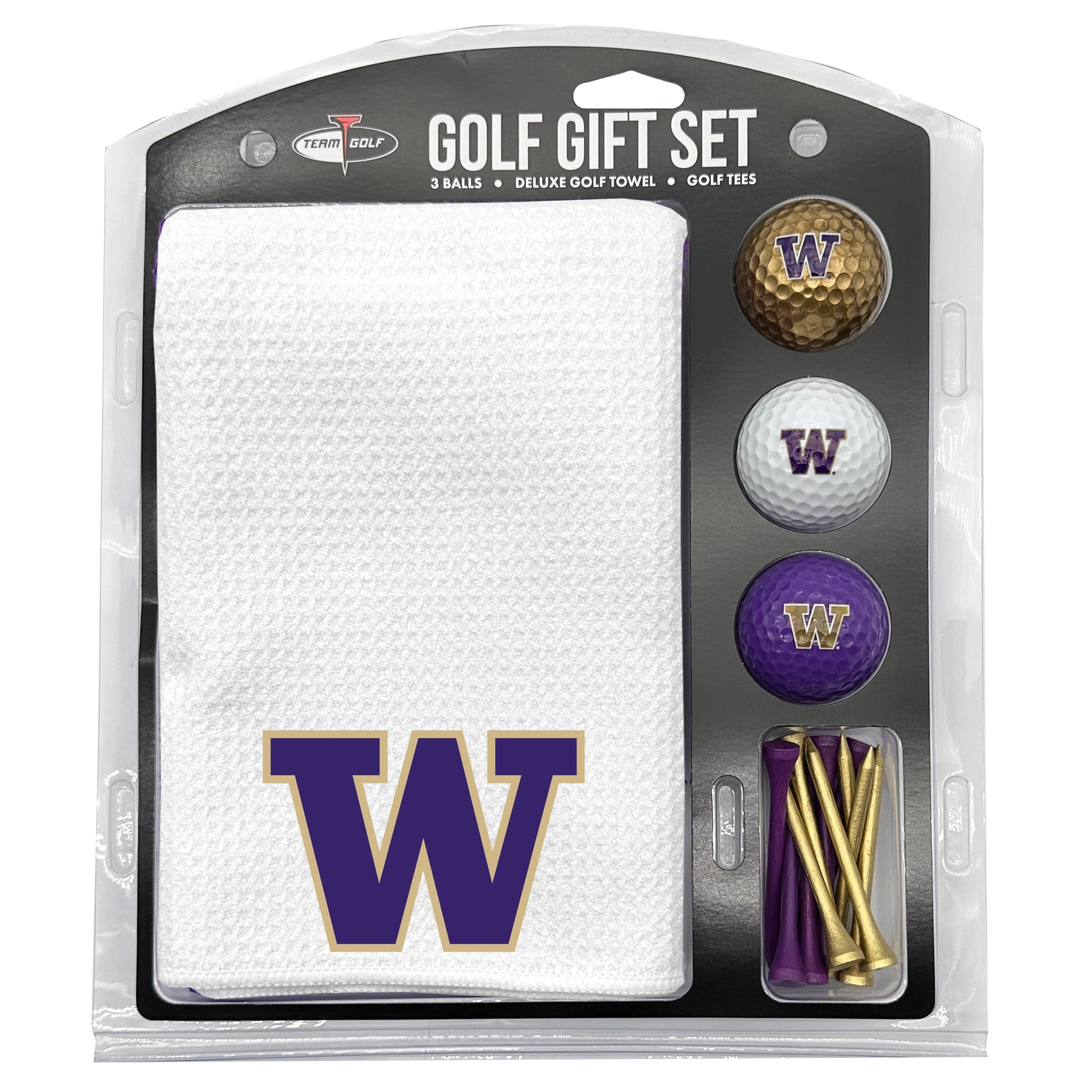 Washington Huskies White Microfiber Towel Golf Gift Set - Club Rehab