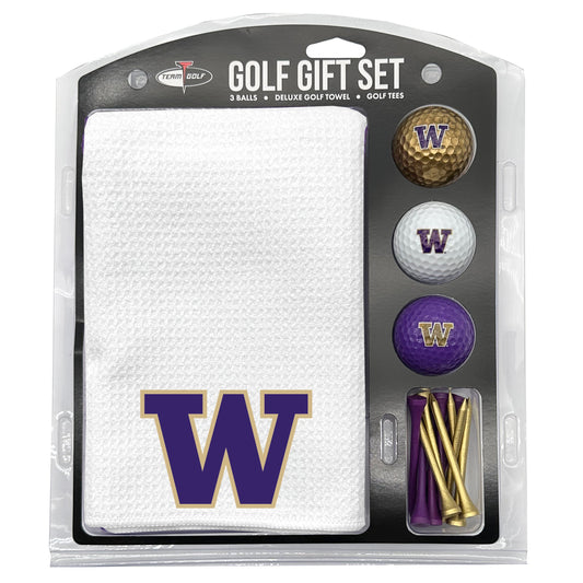 Washington Huskies White Microfiber Towel Golf Gift Set - Club Rehab