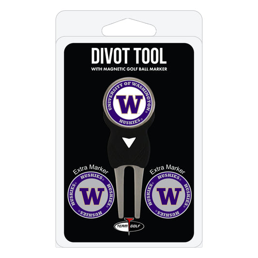 Washington Huskies divot repair tool and three ball markers