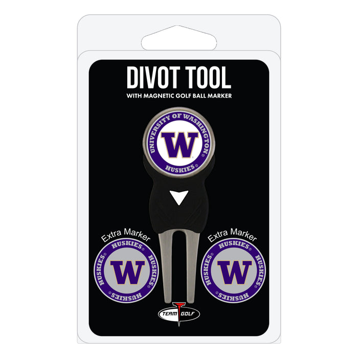 Washington Huskies divot repair tool and three ball markers