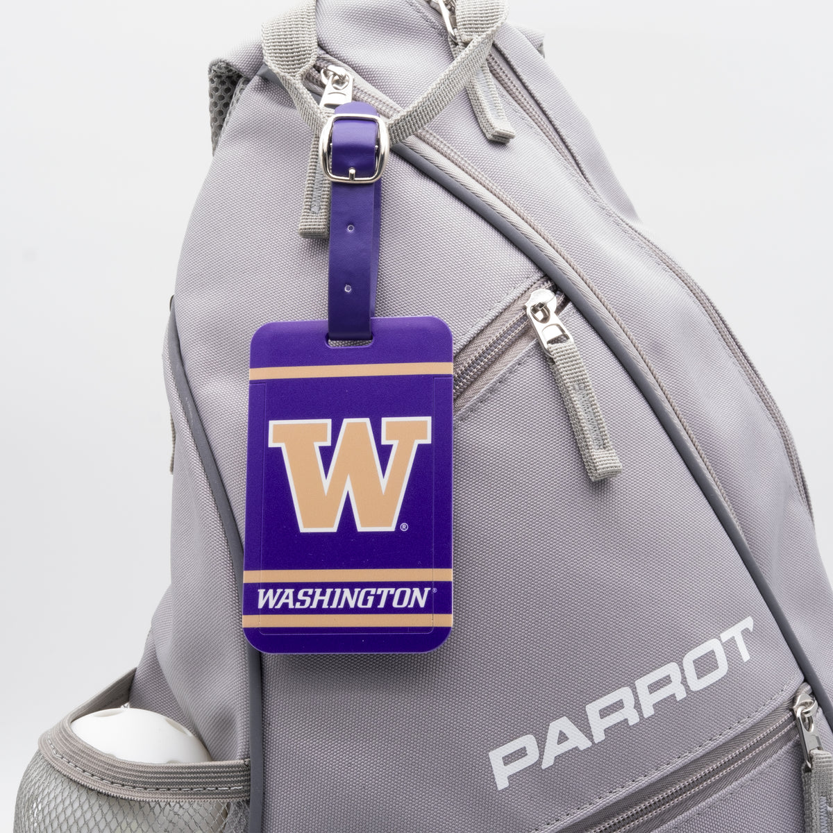 Washington Huskies plastic golf bag tag by Team Golf, product photo 3