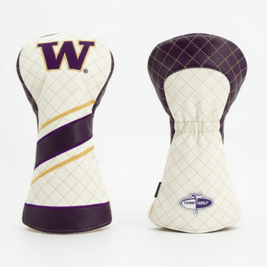 Two golf club head covers with a prominent 'W' logo on a white background