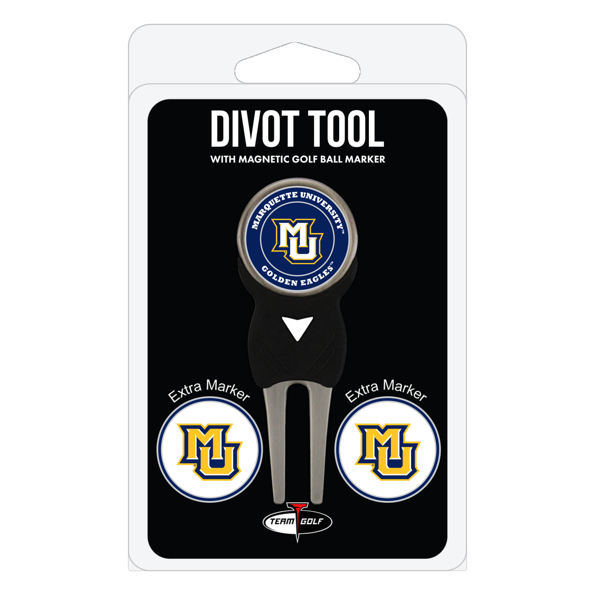 Marquette Golden Eagles divot repair tool and three ball markers