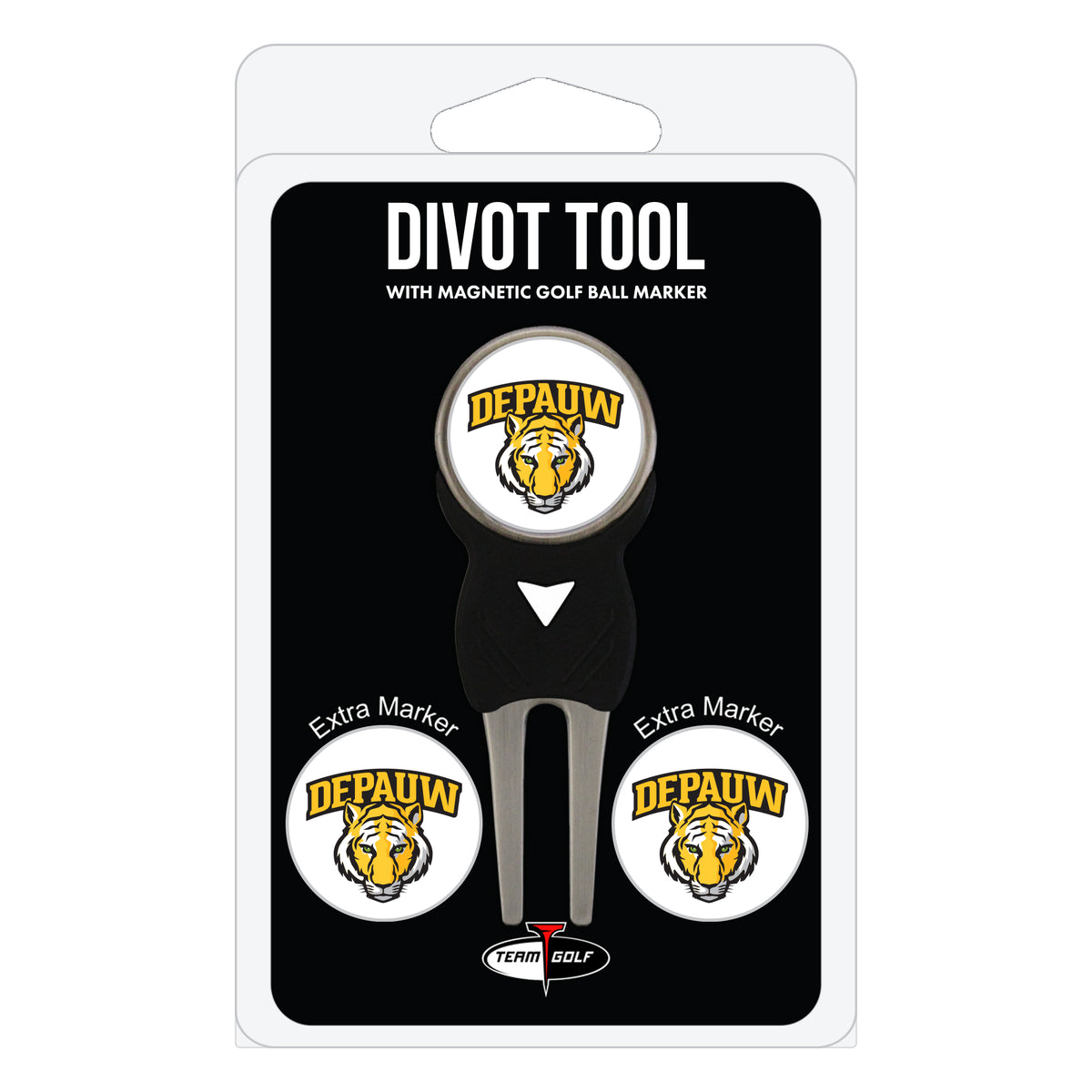 DePauw Tigers divot repair tool and three ball markers