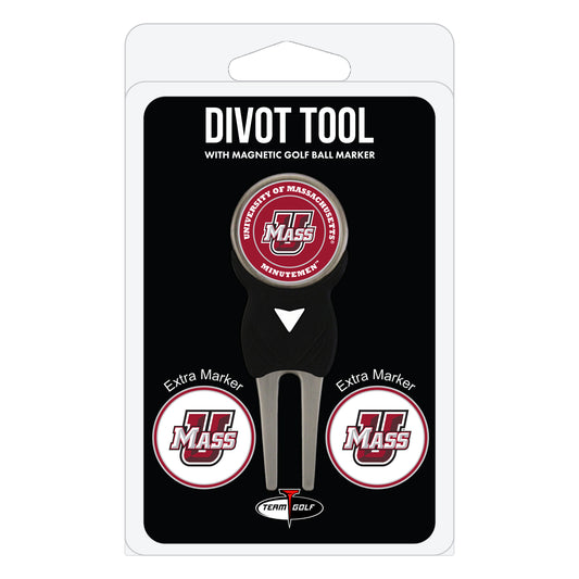 UMass Minutemen divot repair tool and three ball markers