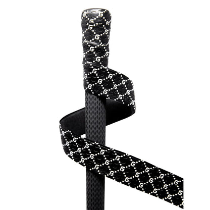 Black FG Print wrap spiraling around an existing golf grip