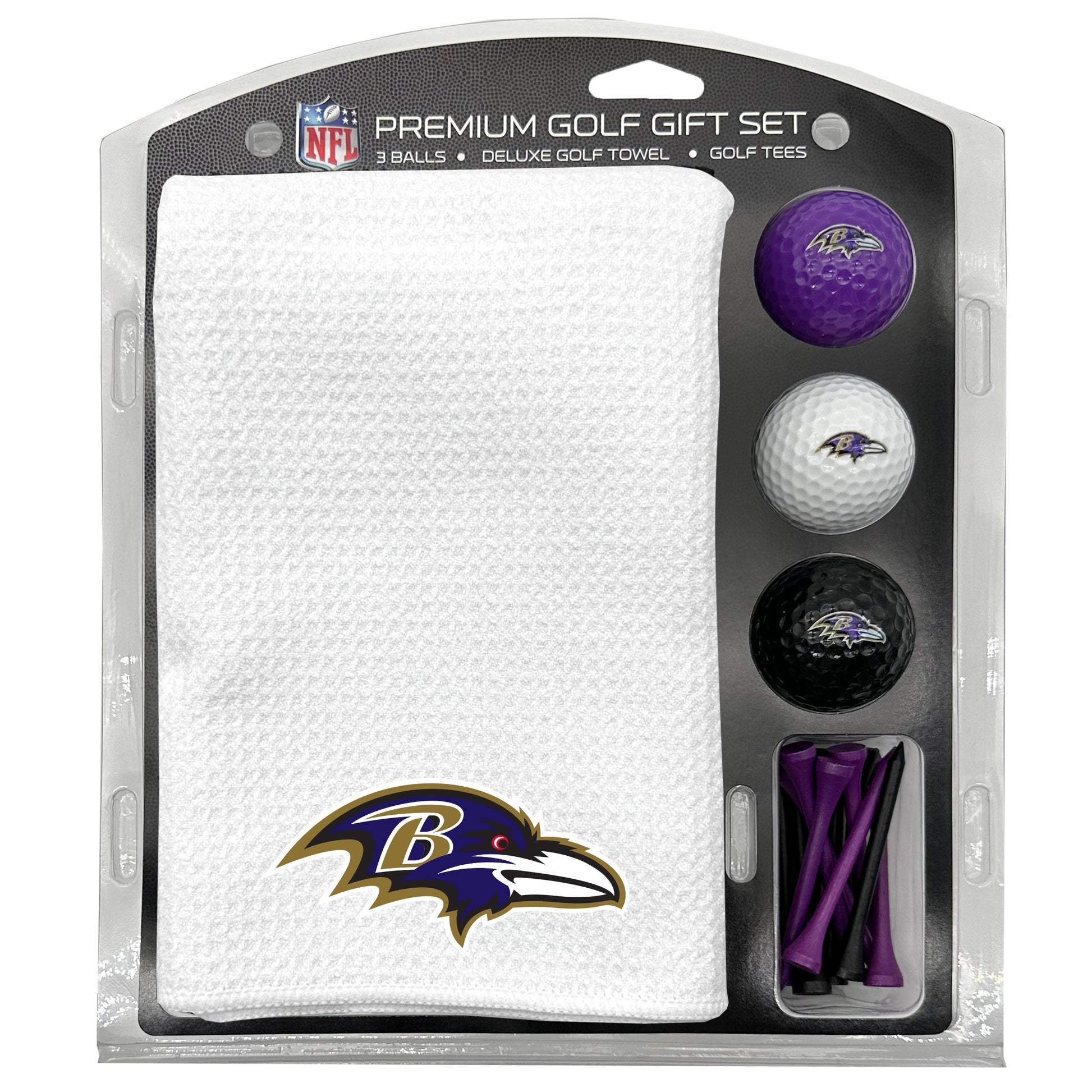 Baltimore Ravens White Microfiber Towel Golf Gift Set - Club Rehab