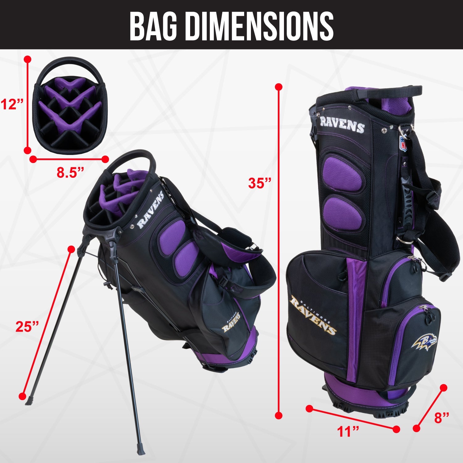 Baltimore Ravens Fairway Stand Bag - Image 4 - Club Rehab