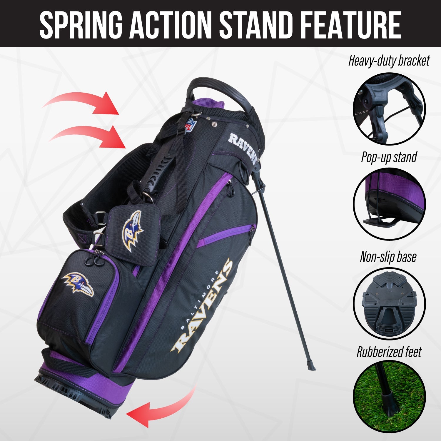 Baltimore Ravens Fairway Stand Bag - Image 5 - Club Rehab
