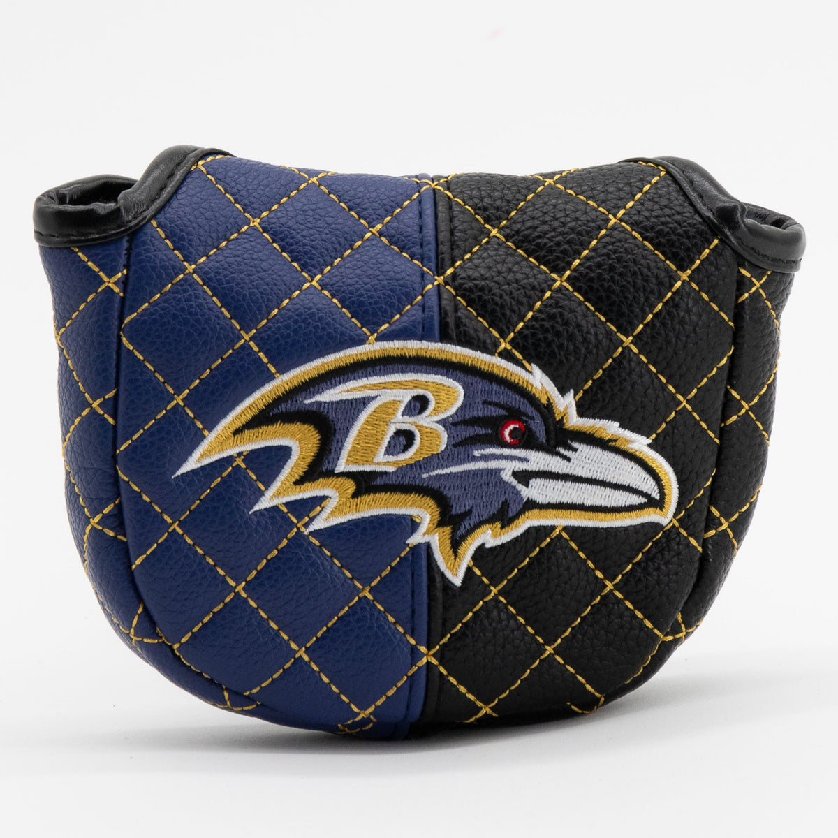Baltimore Ravens Split Mallet Putter quilted headcover, front view
