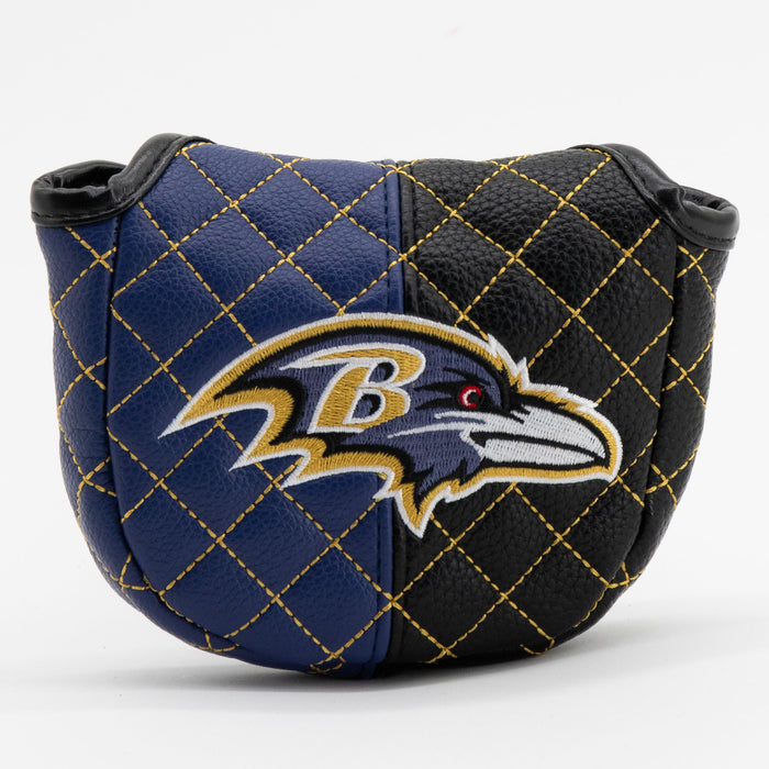 Baltimore Ravens Split Mallet Putter quilted headcover, front view