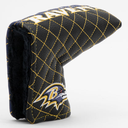 Baltimore Ravens Split Quilted Blade Putter Cover, opening detail