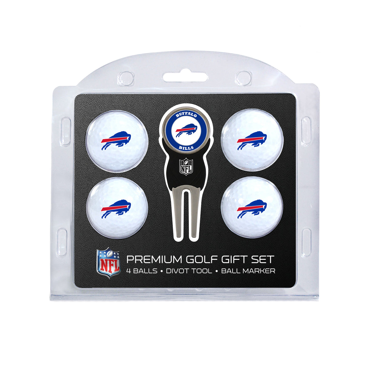 Buffalo Bills four ball golf gift set with divot tool and ball marker