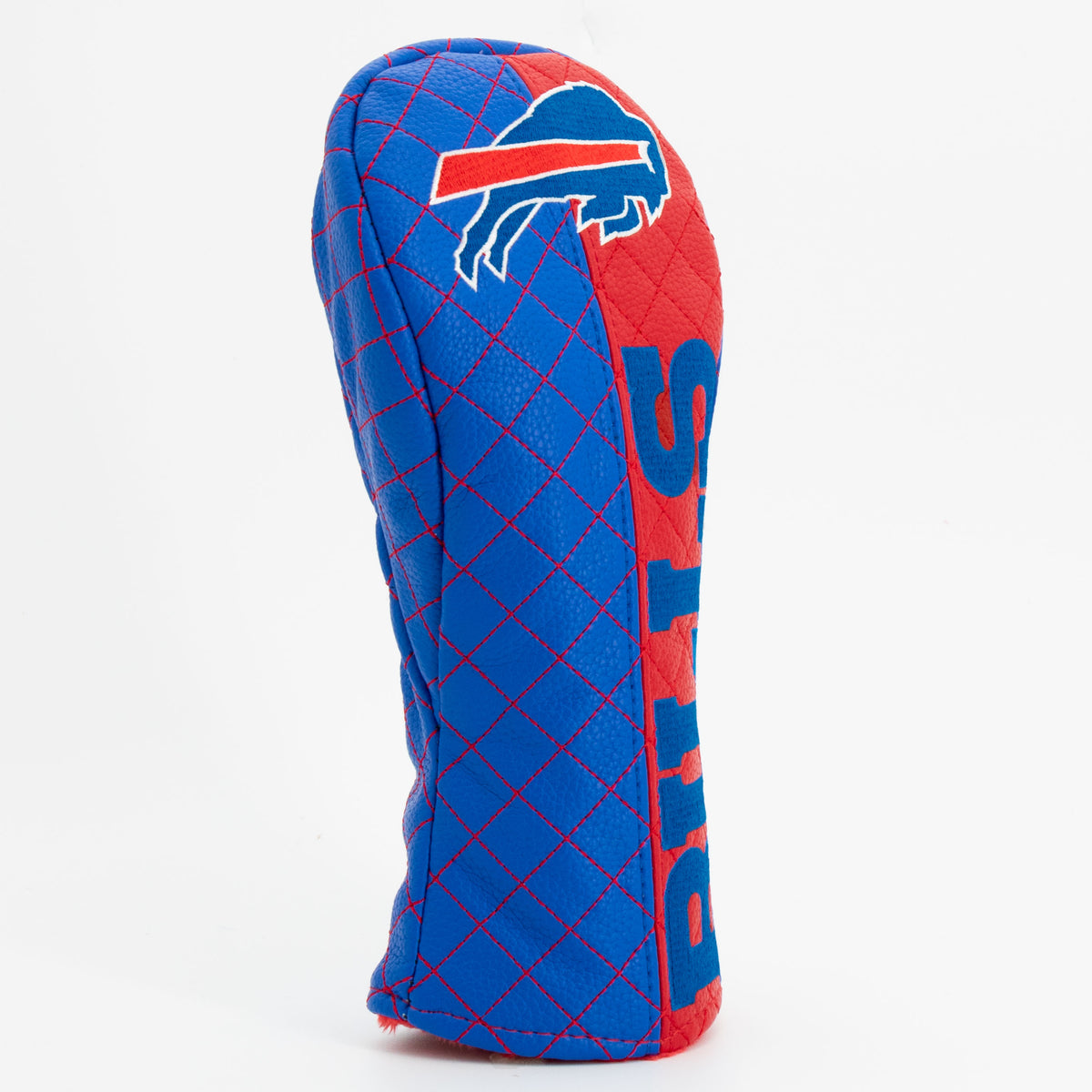 Buffalo Bills Split Quilted Fairway Headcover, close-up of the diamond stitching and textured exterior