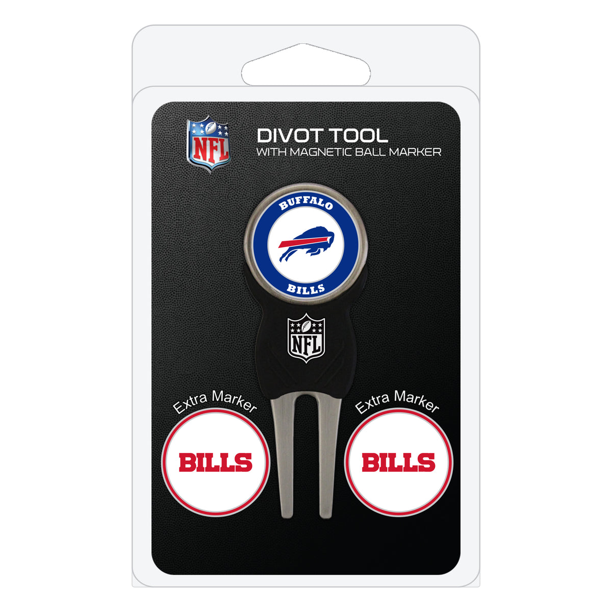 Buffalo Bills divot repair tool and three ball markers