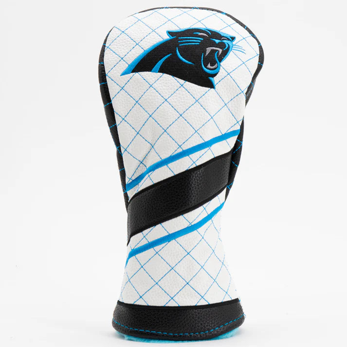 Golf club head cover with Carolina Panthers logo on a white background