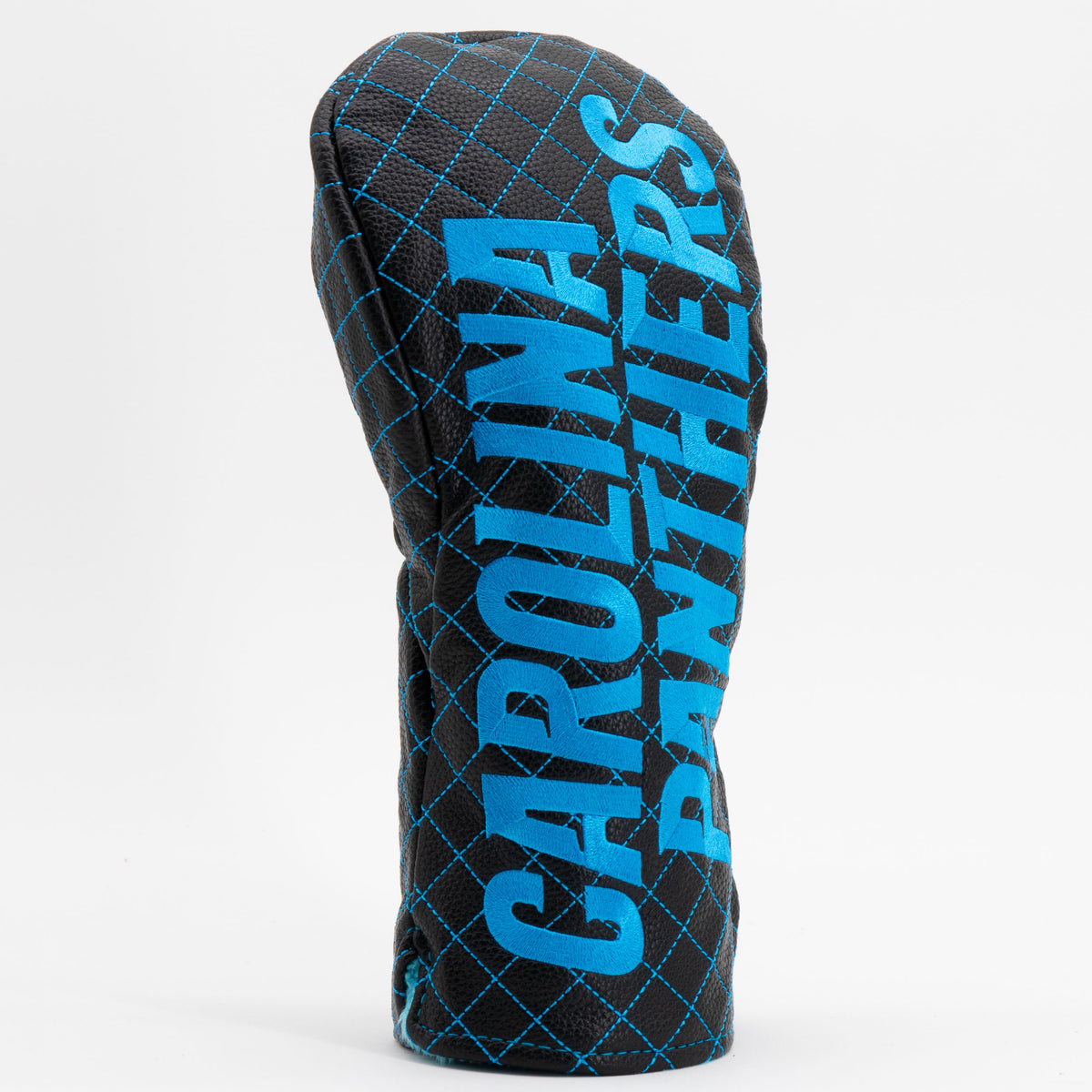 Carolina Panthers solid quilted driver headcover, close-up of diamond stitching and exterior texture