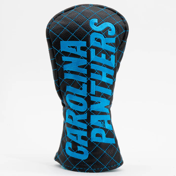 Golf club head cover with 'Carolina Panthers' text on a white background