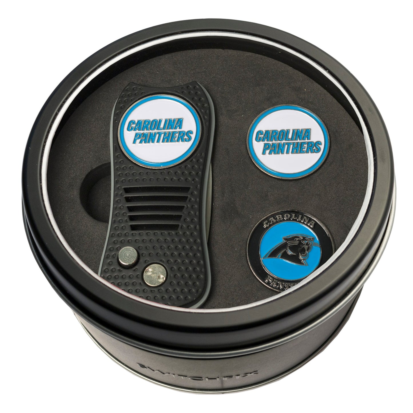 Carolina Panthers Switchblade divot tool and ball marker tin gift set