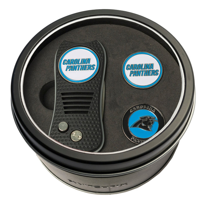 Carolina Panthers Switchblade divot tool and ball marker tin gift set