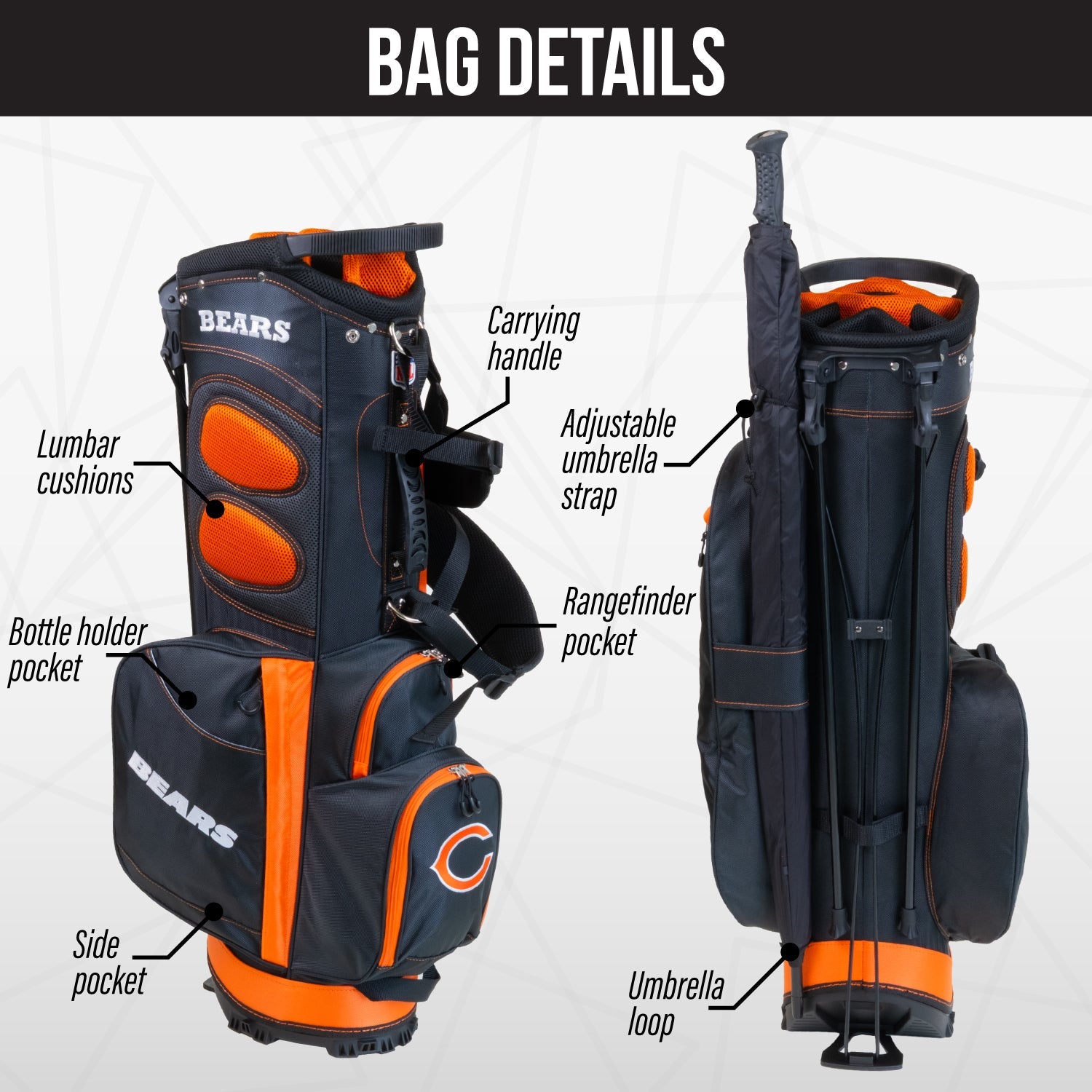 Chicago Bears Fairway Stand Bag - Image 2 - Club Rehab