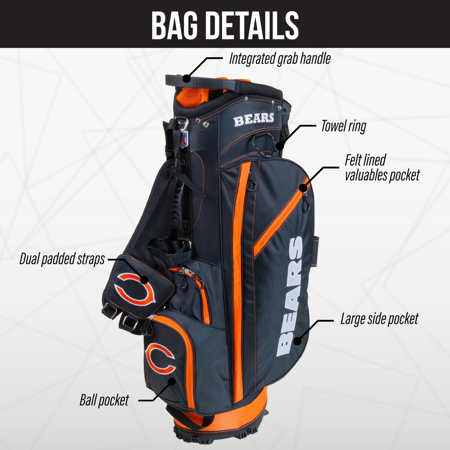 Chicago Bears Fairway Stand Bag - Image 3 - Club Rehab