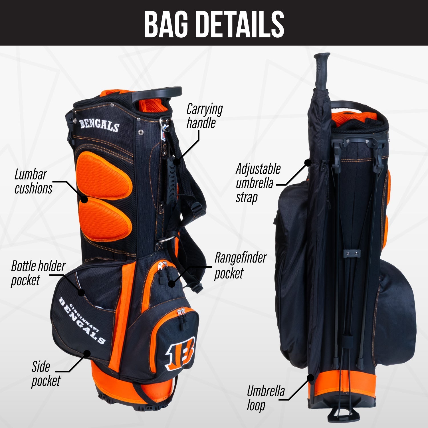Cincinnati Bengals Fairway Stand Bag - Image 2 - Club Rehab