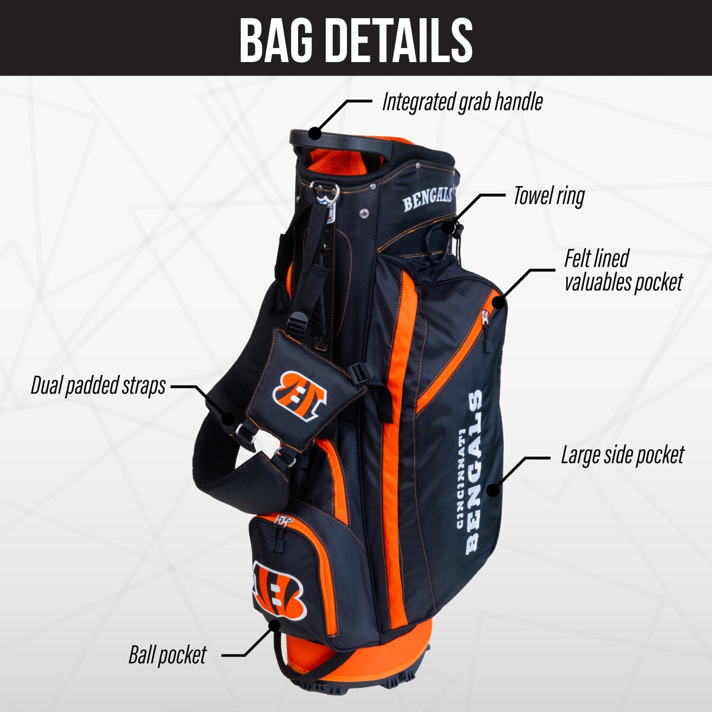 Cincinnati Bengals Fairway Stand Bag - Image 3 - Club Rehab