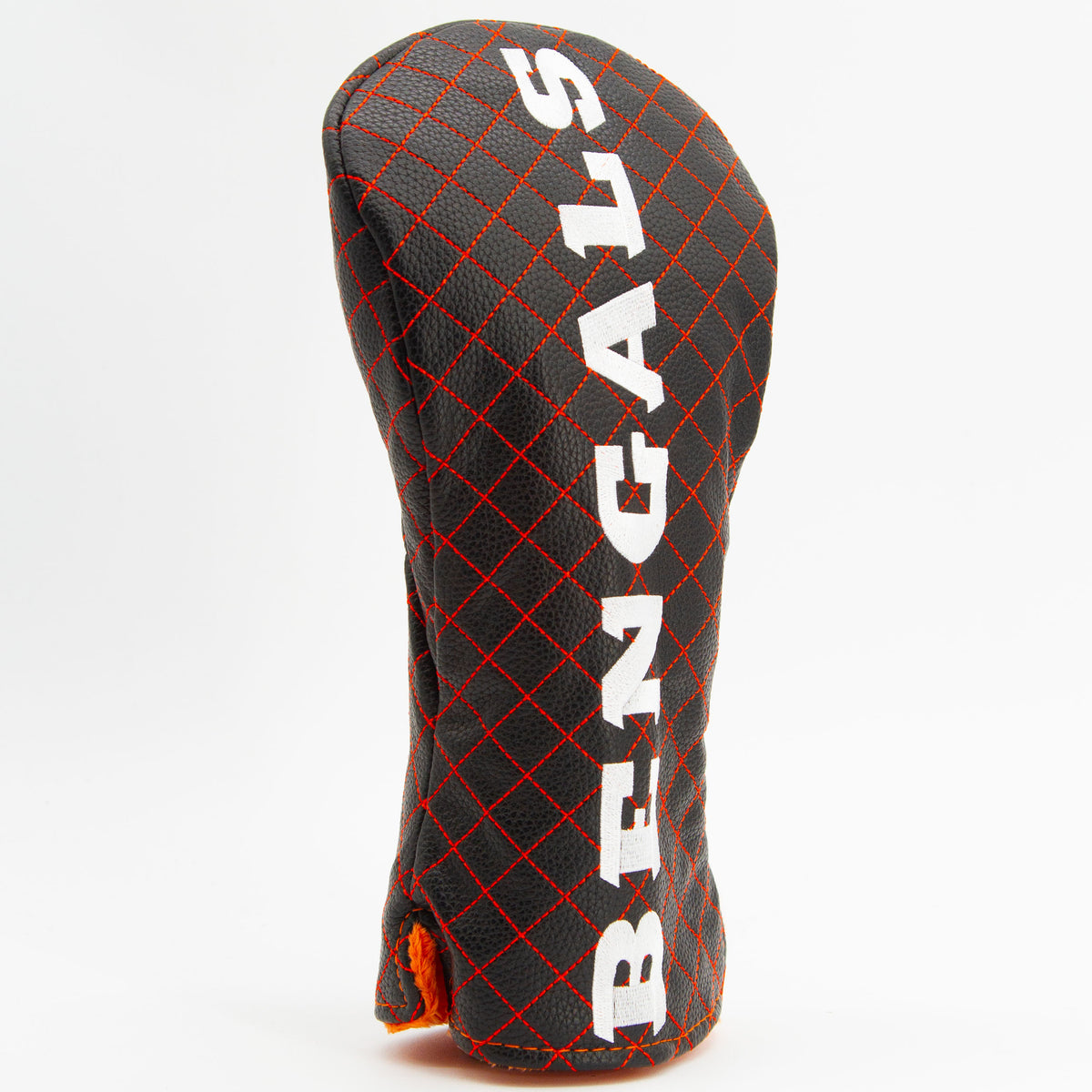 Cincinnati Bengals solid quilted driver headcover, close-up of diamond stitching and exterior texture