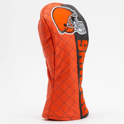 Cleveland Browns Split Quilted Fairway Headcover, angled view