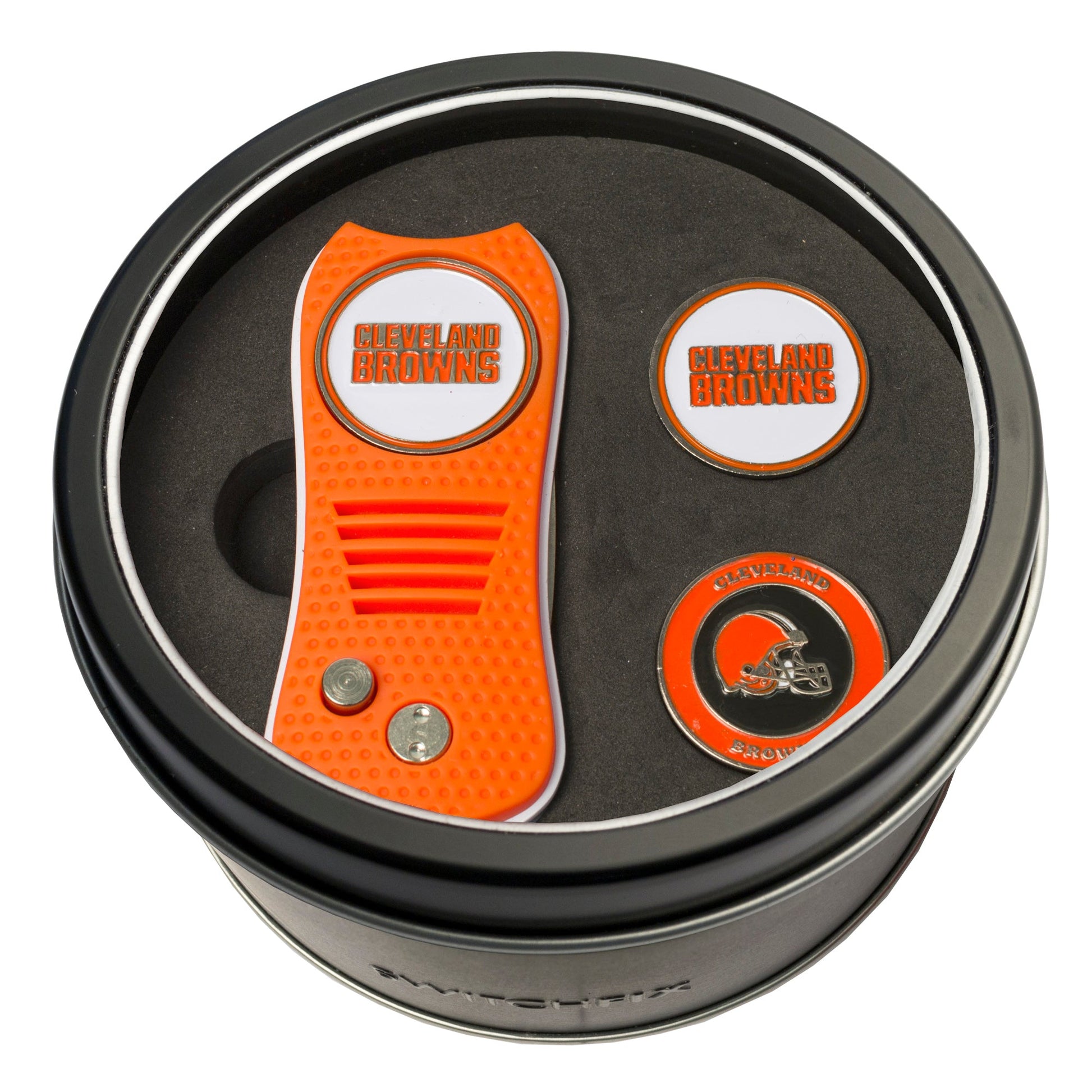 Cleveland Browns Switchblade divot tool and ball marker tin gift set