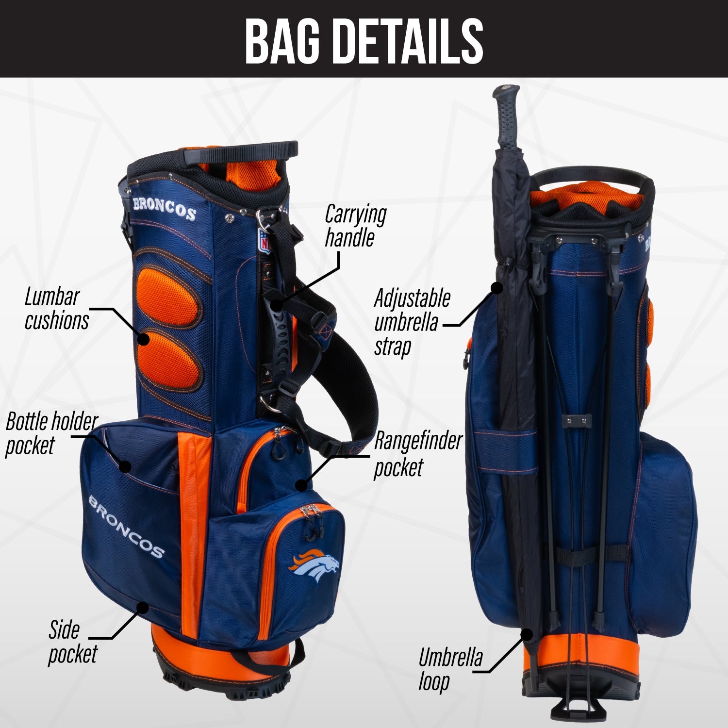 Denver Broncos Fairway Stand Bag - Image 2 - Club Rehab