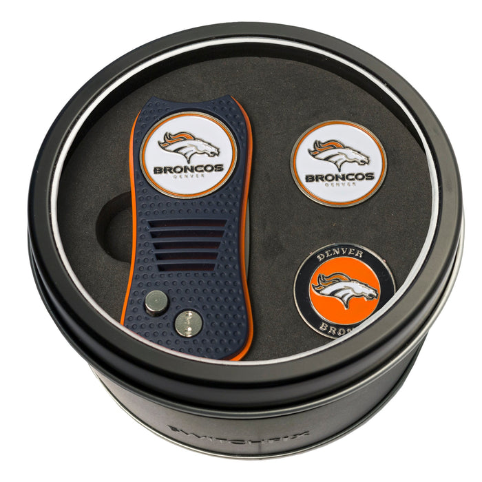 Denver Broncos Switchblade divot tool and ball marker tin gift set