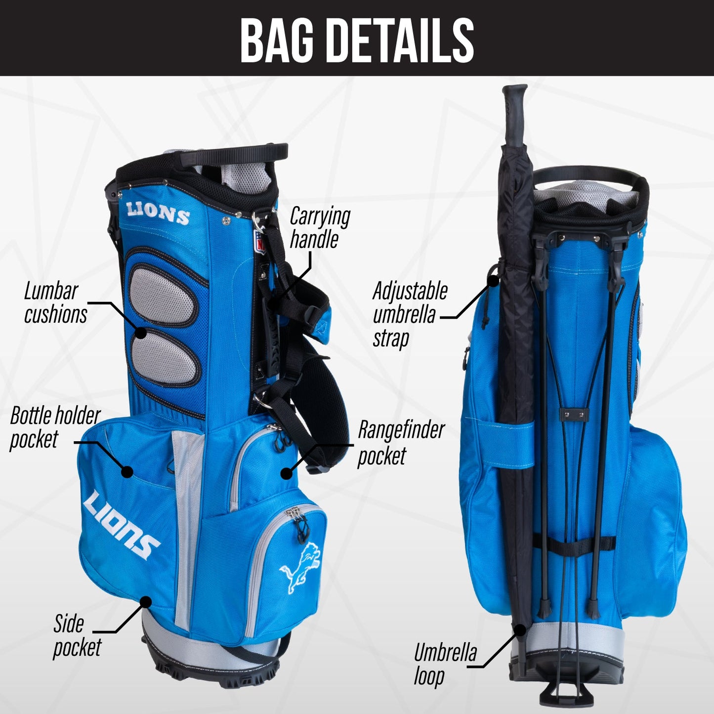 Detroit Lions Fairway Stand Bag - Image 2 - Club Rehab