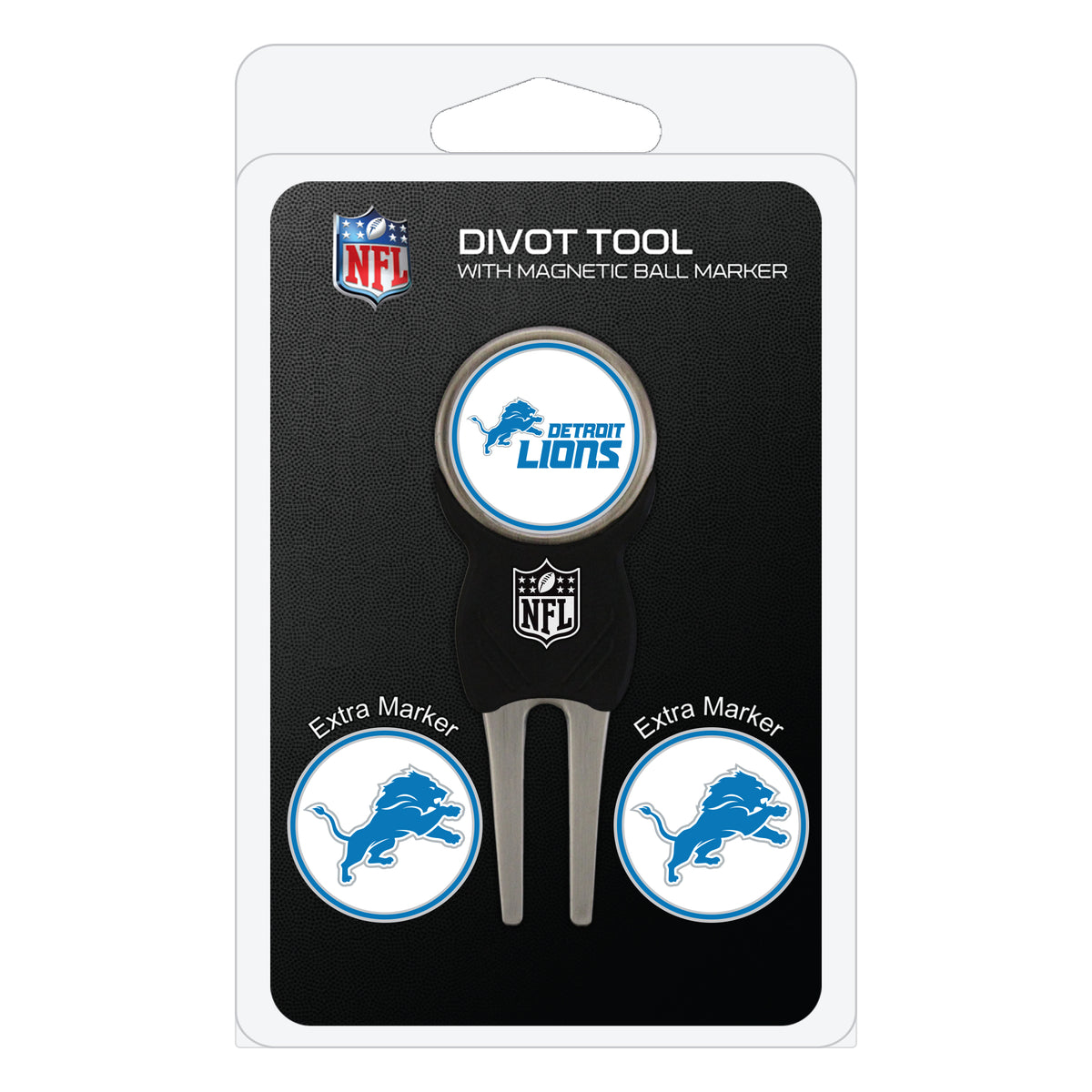 Detroit Lions divot repair tool and three ball markers