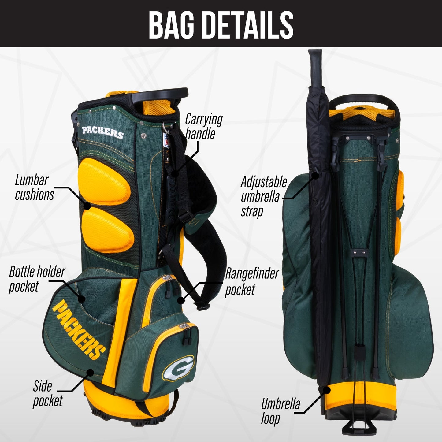 Green Bay Packers Fairway Stand Bag - Image 2 - Club Rehab