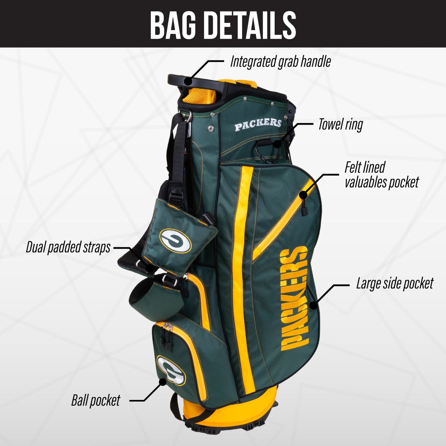Green Bay Packers Fairway Stand Bag - Image 3 - Club Rehab