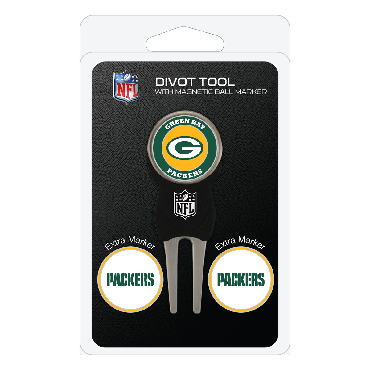 Green Bay Packers divot repair tool and three ball markers