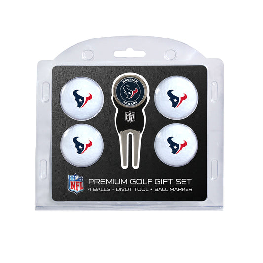 Houston Texans four ball golf gift set with divot tool and ball marker
