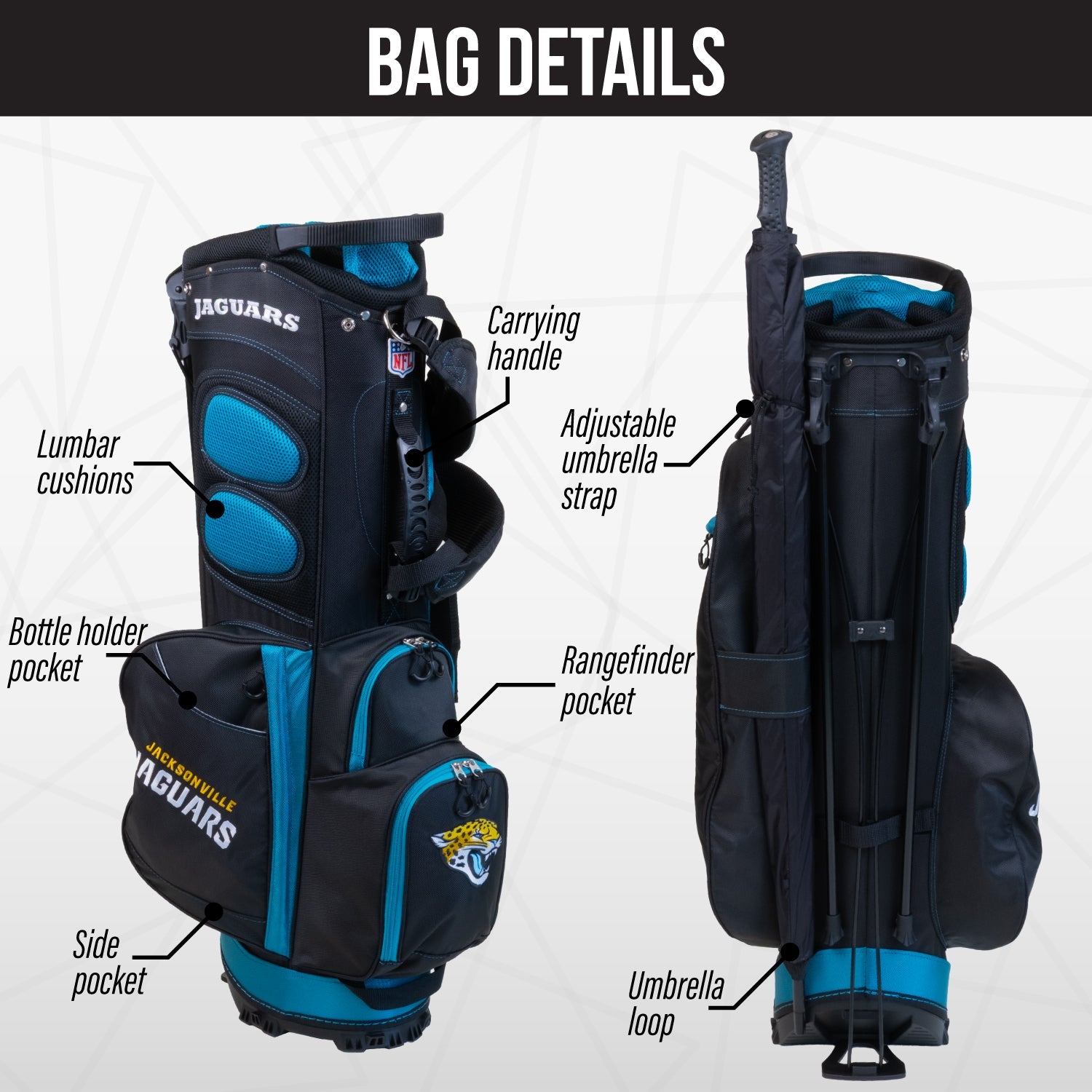Jacksonville Jaguars Fairway Stand Bag - Image 2 - Club Rehab