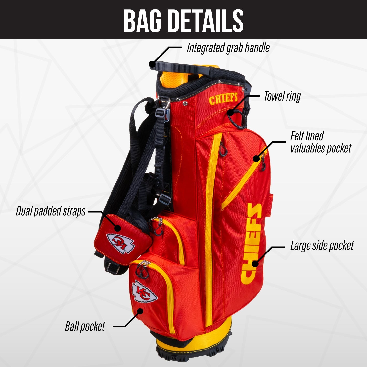 Kansas City Chiefs Fairway Stand Bag - Image 3 - Club Rehab