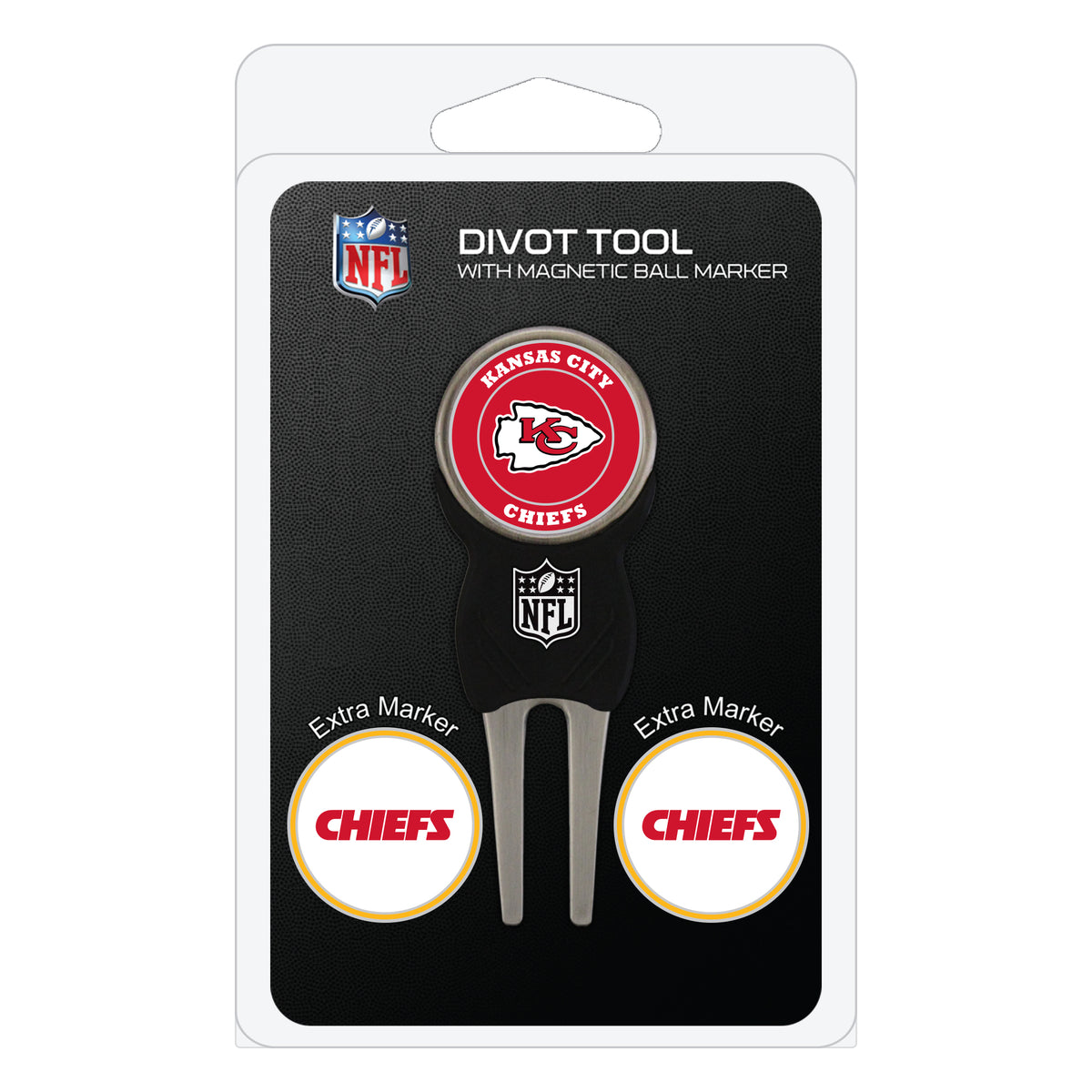 Kansas City Chiefs divot repair tool and three ball markers