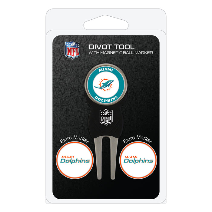 Miami Dolphins divot repair tool and three ball markers
