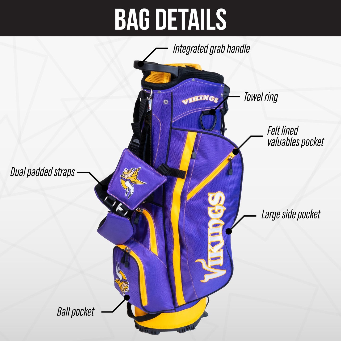 Minnesota Vikings Fairway Stand Bag - Image 3 - Club Rehab